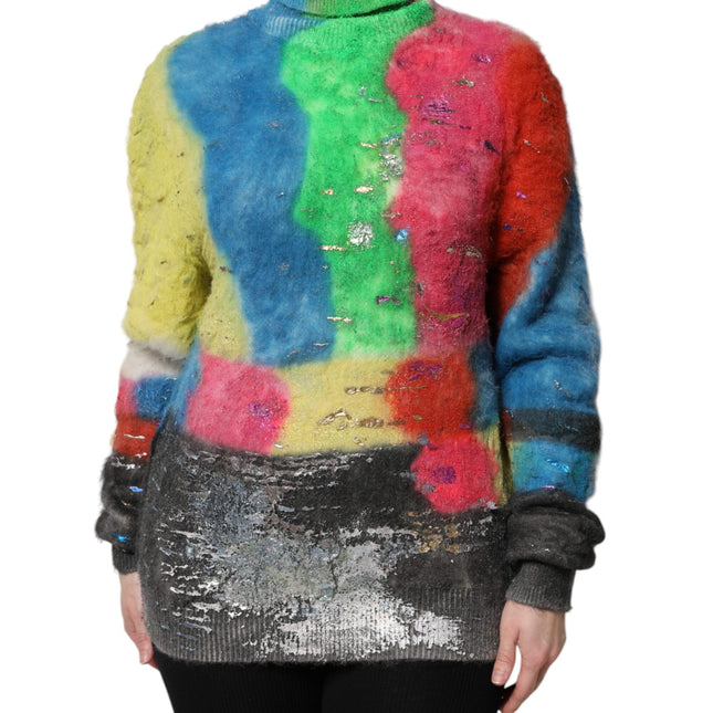 Dolce & Gabbana Multicolor Mohair Turtleneck Pullover Sweater