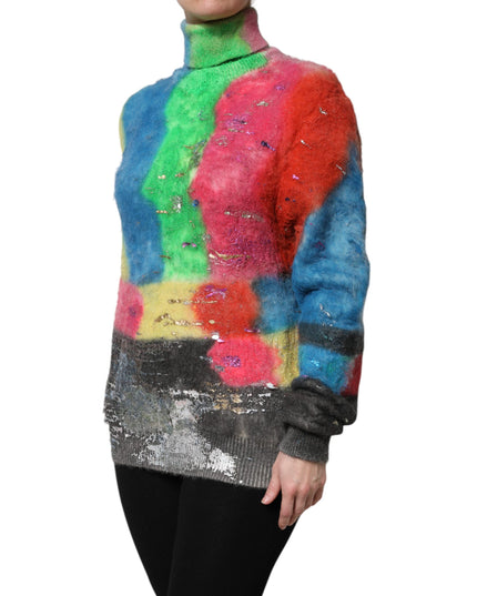 Dolce & Gabbana Multicolor Mohair Turtleneck Pullover Sweater