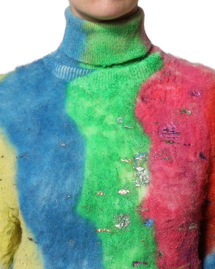 Dolce & Gabbana Multicolor Mohair Turtleneck Pullover Sweater