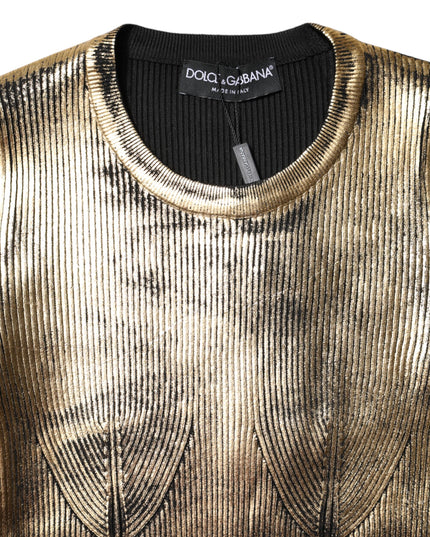 Dolce & Gabbana Gold Round Neck Long Sleeve Pullover Top