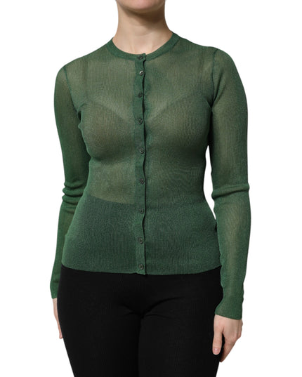 Dolce & Gabbana Green Polyester Long Sleeves Cardigan Sweater