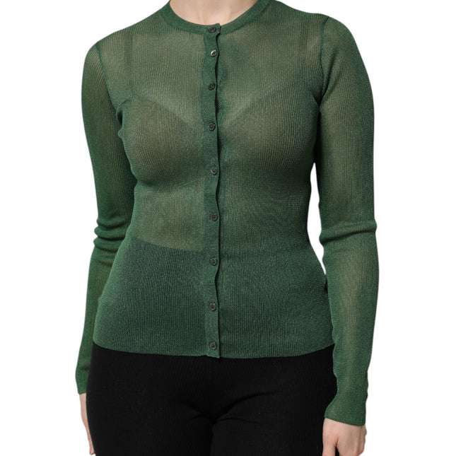 Dolce & Gabbana Green Polyester Long Sleeves Cardigan Sweater