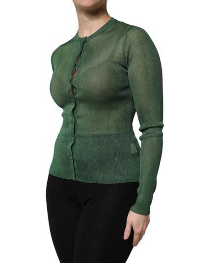 Dolce & Gabbana Green Polyester Long Sleeves Cardigan Sweater