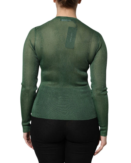 Dolce & Gabbana Green Polyester Long Sleeves Cardigan Sweater