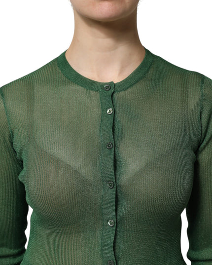 Dolce & Gabbana Green Polyester Long Sleeves Cardigan Sweater