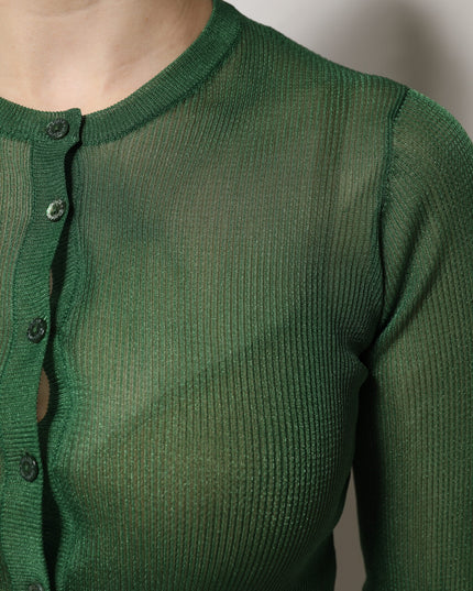 Dolce & Gabbana Green Polyester Long Sleeves Cardigan Sweater