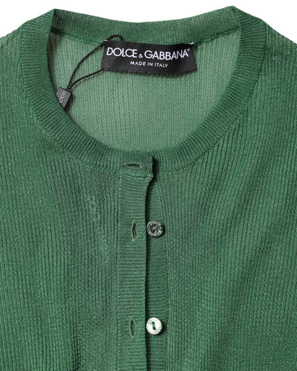 Dolce & Gabbana Green Polyester Long Sleeves Cardigan Sweater