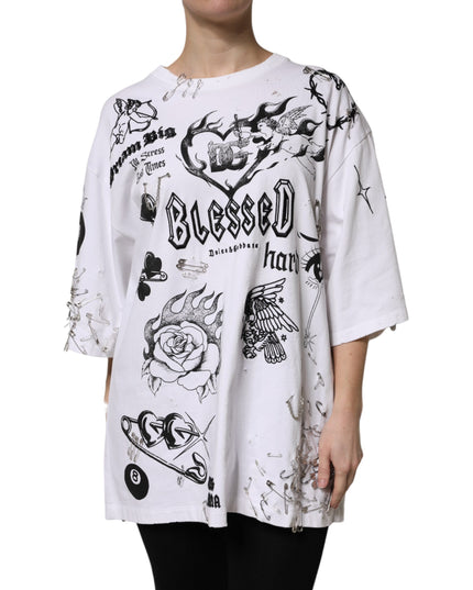 Dolce & Gabbana White Cotton DG BLESSED Printed T-shirt