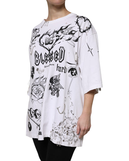 Dolce & Gabbana White Cotton DG BLESSED Printed T-shirt