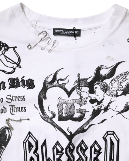 Dolce & Gabbana White Cotton DG BLESSED Printed T-shirt