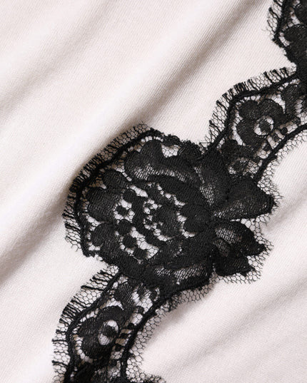 Dolce & Gabbana White Cashmere Floral Lace Detailing Tank Top