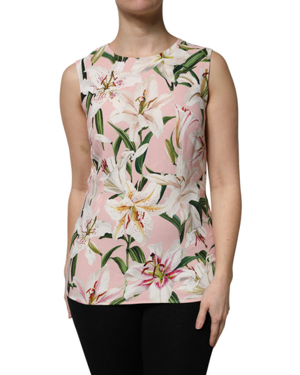 Dolce & Gabbana Multicolor Floral Print Round Neck Tank Top