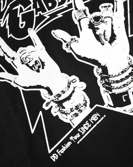 Dolce & Gabbana Black Cotton Printed Short Sleeves T-shirt