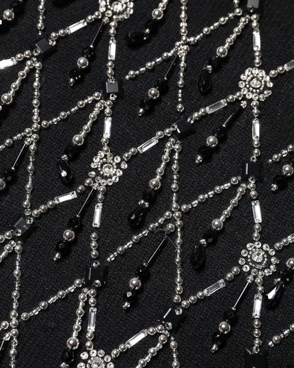 Dolce & Gabbana Black Cashmere Embellished Long Sleeves Top