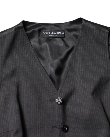 Dolce & Gabbana Black Striped Button Down Sleeveless Vest Top