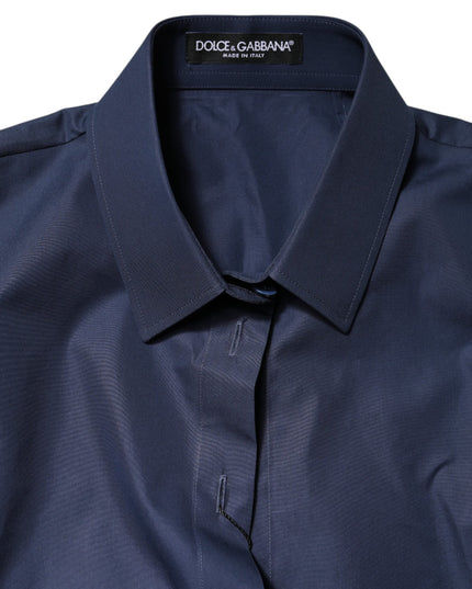 Dolce & Gabbana Blue Cotton Short Sleeves Button Down Top