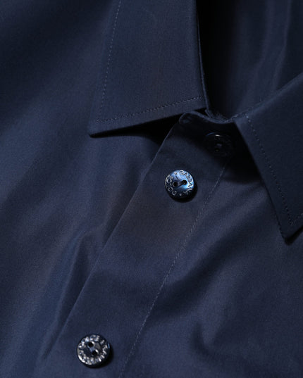 Dolce & Gabbana Blue Cotton Short Sleeves Button Down Top