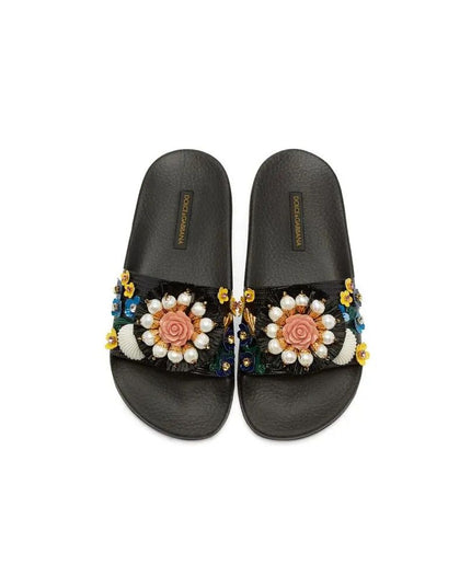Dolce & Gabbana Black Calfskin Women Sandal