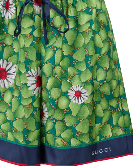 Gucci Green Flower Printed Silk Shorts