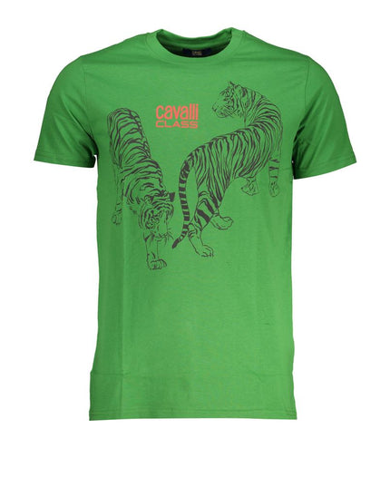 Cavalli Class Green Cotton T-Shirt