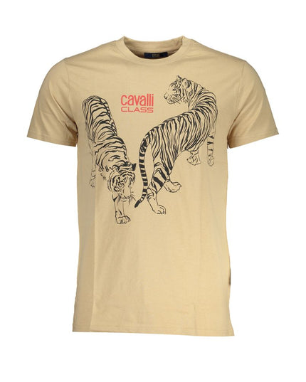 Cavalli Class Beige Cotton T-Shirt