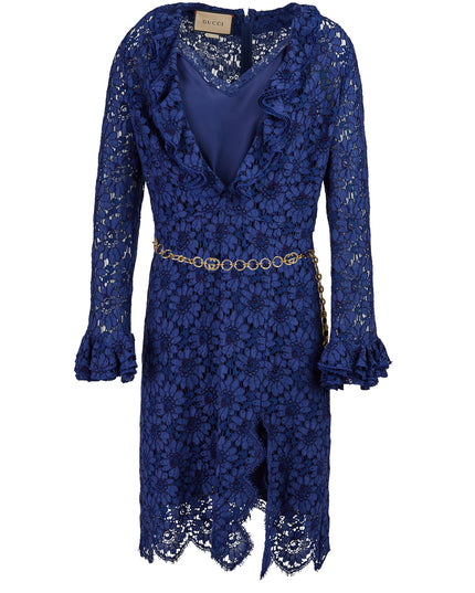 Gucci Blu Viscose and Cotton Mid Long Dress