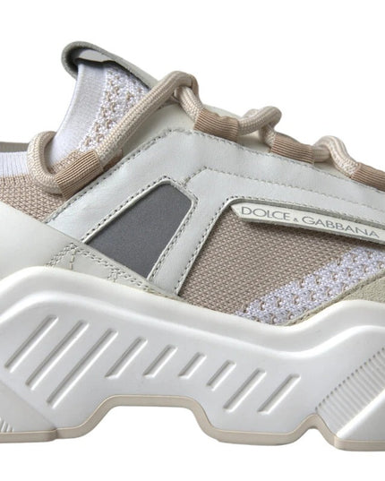 Dolce & Gabbana Sneakers White Beige Leather Sport DAYMASTER Shoes