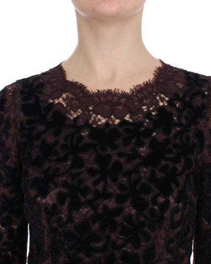 Dolce & Gabbana Purple Floral Lace Ricamo Maxi Dress