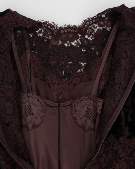 Dolce & Gabbana Purple Floral Lace Ricamo Maxi Dress