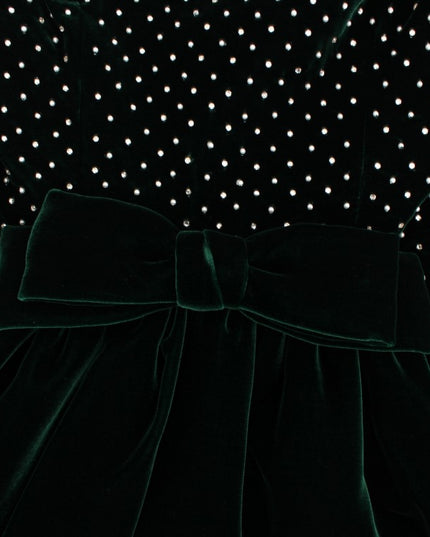 Dolce & Gabbana Green Velvet Crystal Long Maxi Dress