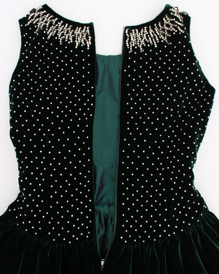 Dolce & Gabbana Green Velvet Crystal Long Maxi Dress