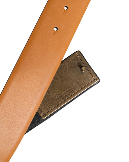 Dolce & Gabbana Brown Leather Buckle DG Logo Embossed Belt