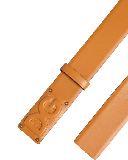 Dolce & Gabbana Brown Leather Buckle DG Logo Embossed Belt