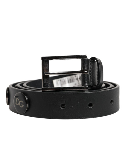Dolce & Gabbana Black Luxury Leather DG Studs Buckle Belt