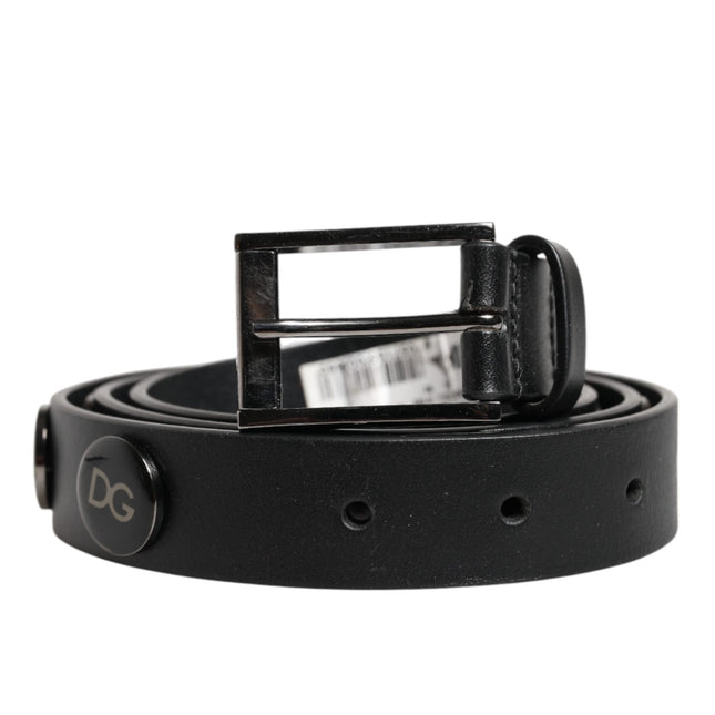 Dolce & Gabbana Black Luxury Leather DG Studs Buckle Belt