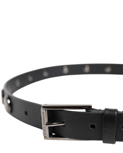 Dolce & Gabbana Black Luxury Leather DG Studs Buckle Belt