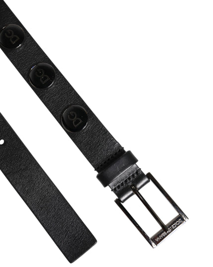 Dolce & Gabbana Black Luxury Leather DG Studs Buckle Belt