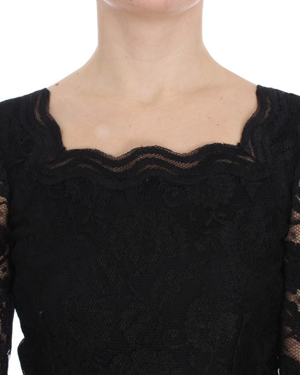 Dolce & Gabbana Black Floral Lace Long Ball Maxi Dress