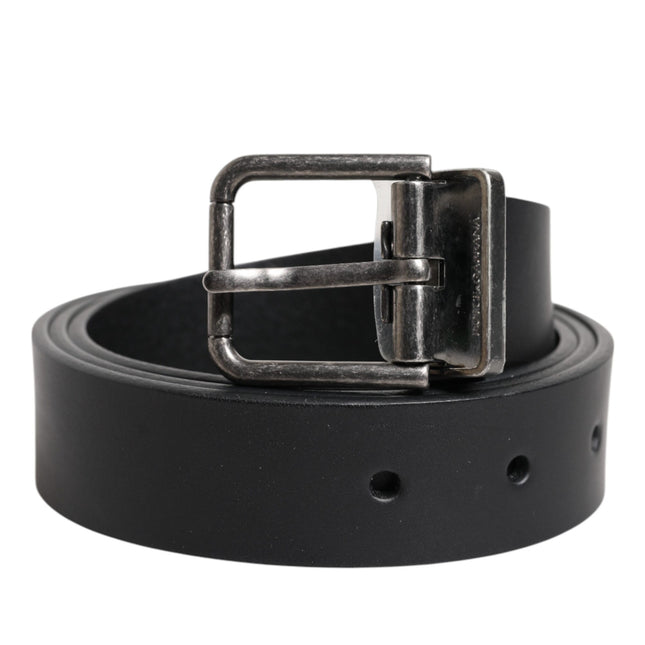 Dolce & Gabbana Black Classic Leather Metal Buckle Belt