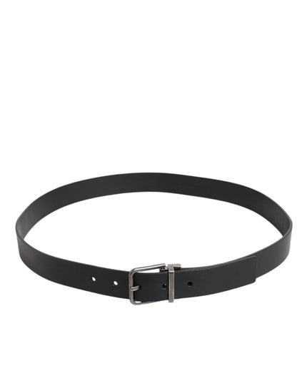 Dolce & Gabbana Black Classic Leather Metal Buckle Belt