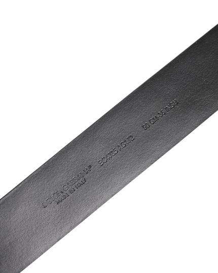 Dolce & Gabbana Black Calf Leather Studded Silver Buckle Belt