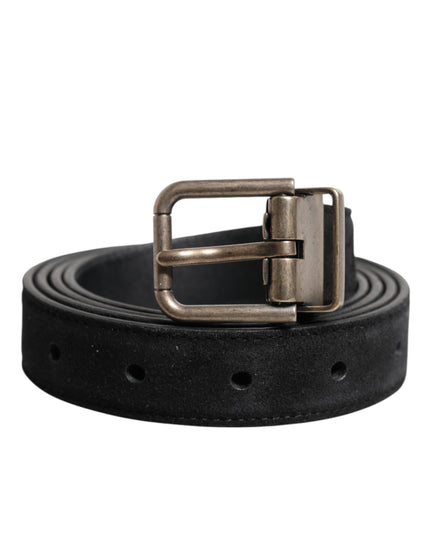 Dolce & Gabbana Black Calf Leather Classic Metal Buckle Belt
