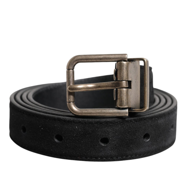Dolce & Gabbana Black Calf Leather Classic Metal Buckle Belt