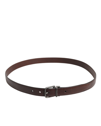 Dolce & Gabbana Brown Classic Calf Leather Metal Buckle Belt