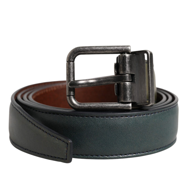 Dolce & Gabbana Green Classic Leather Metal Buckle Belt