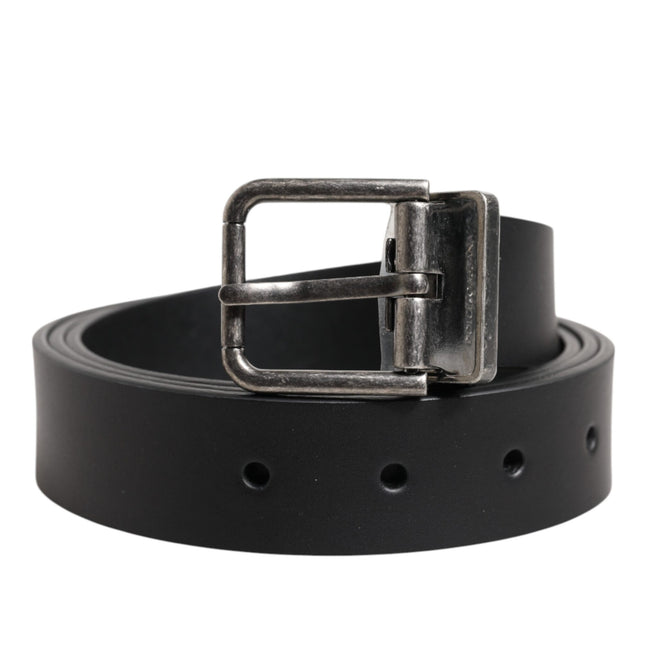 Dolce & Gabbana Black Classic Leather Metal Buckle Belt