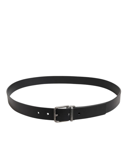 Dolce & Gabbana Black Classic Leather Metal Buckle Belt