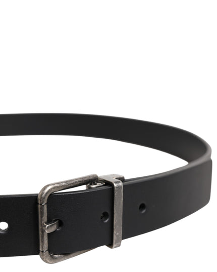 Dolce & Gabbana Black Classic Leather Metal Buckle Belt