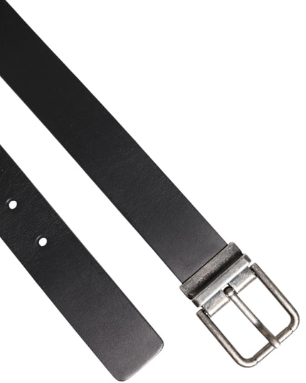 Dolce & Gabbana Black Classic Leather Metal Buckle Belt
