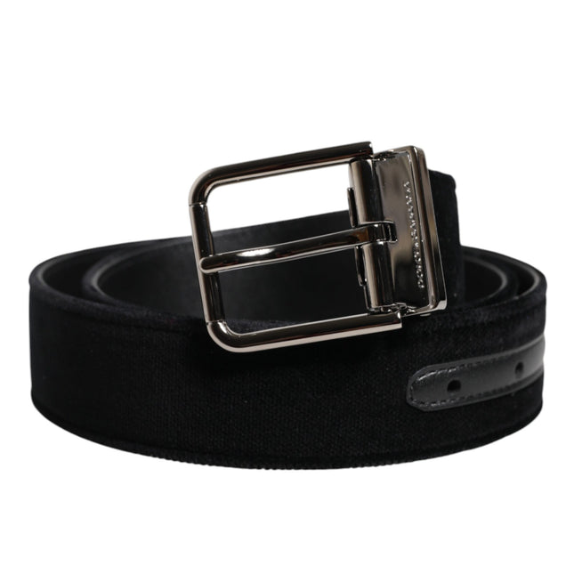 Dolce & Gabbana Black Cotton Silver Metal Buckle Belt